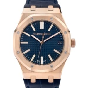 오데마피게 로얄오크 “Counterweight” Selfwinding 41mm 15400OR Rose Gold Leather Strap Blue Dial[APS]