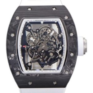 리차드밀 RM055 43mm Black Carbon Fiber White Rubber Strap White Skeletonized Dial[BBR]