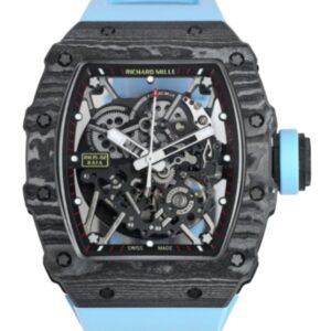 리차드밀 RM35-02 44.5mm Black Carbon Fiber Light Blue Rubber Strap Black Skeletonized[BBR]