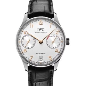 IWC 포르투기즈 Automatic 42mm IW500704 Steel Black Leather Strap Arabic Numerals Silver Dial[ZF]