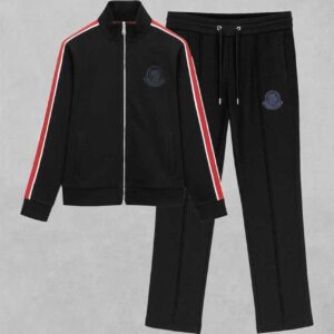 [국내배송]몽클레어 트리 컬러 사이드 테이프 코튼 저지 풀집업 자켓 & 밴딩 스트레이트 팬츠 셋