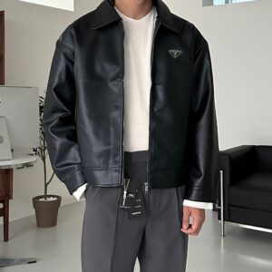 [국내배송]프라다 레더 오버핏 블루종