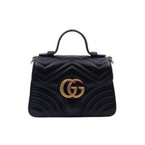 [프리미엄/해외배송]구찌 GG 마몽 미니 탑 핸들백(블랙/금장)