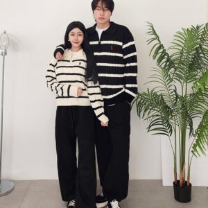 [국내배송]폴로 하프 단가라 케이블 반집업