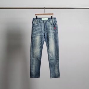 [국내배송]오프화이 로고자수 워싱 청바지