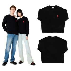 [국내배송]아미 ADS울앤 코튼엠브로이디드니트 (블랙)