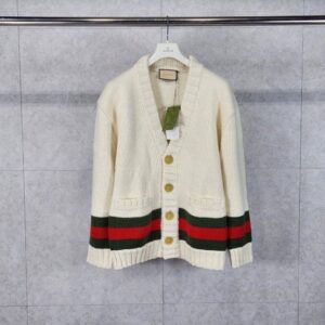 [국내배송]구찌 캐시미어 V넥 웹 디테일 가디건