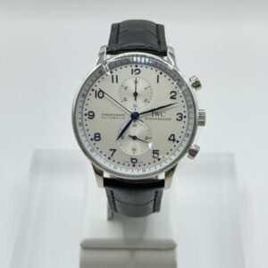 [국내배송]IWC 포르투기스 흰판 블루핸즈 은장 가죽밴드 시계 40미리