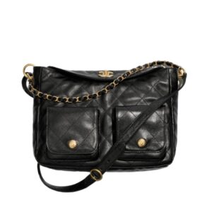 [프리미엄/해외배송]샤넬 더블 포켓 호보 백 라지(블랙/금장/램스킨)