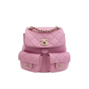 [프리미엄/해외배송]샤넬 듀마 백팩 더블포켓 스몰(핑크/금장/캐비어)