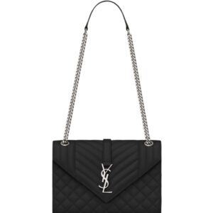 [프리미엄/해외배송]생로랑 미디엄 엔벨로프 숄더백(블랙/은장)