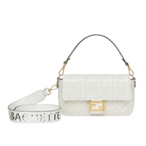 [프리미엄/해외배송]펜디 바게트 백 미디엄 FF 스트랩(화이트/자카드)