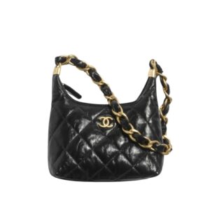 [프리미엄/해외배송]샤넬 빅체인 빈티지 스몰 호보백(블랙/금장/램스킨)