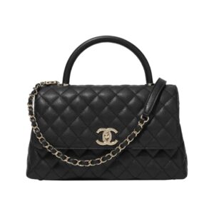 [프리미엄/해외배송]샤넬 코코핸들 미디엄 플랩 백(블랙/금장/캐비어)