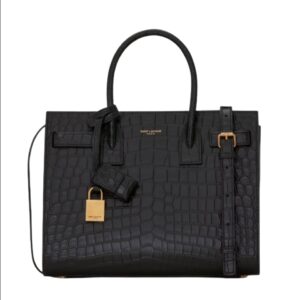 [프리미엄/해외배송]생로랑 크로커다일 삭 드 주르 백 베이비(블랙/금장)