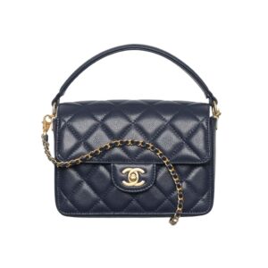 [프리미엄/해외배송]샤넬 클래식 탑핸들 박스 미니 플랩 백(네이비/금장/캐비어)