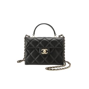 [프리미엄/해외배송]샤넬 탑핸들 체인 스몰 플랩 백(블랙/금장/캐비어)